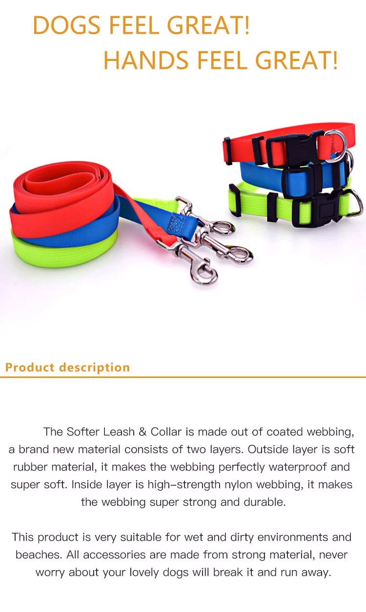 High Quality Custom Made Waterproof Red Pet Dog Leash And Collars