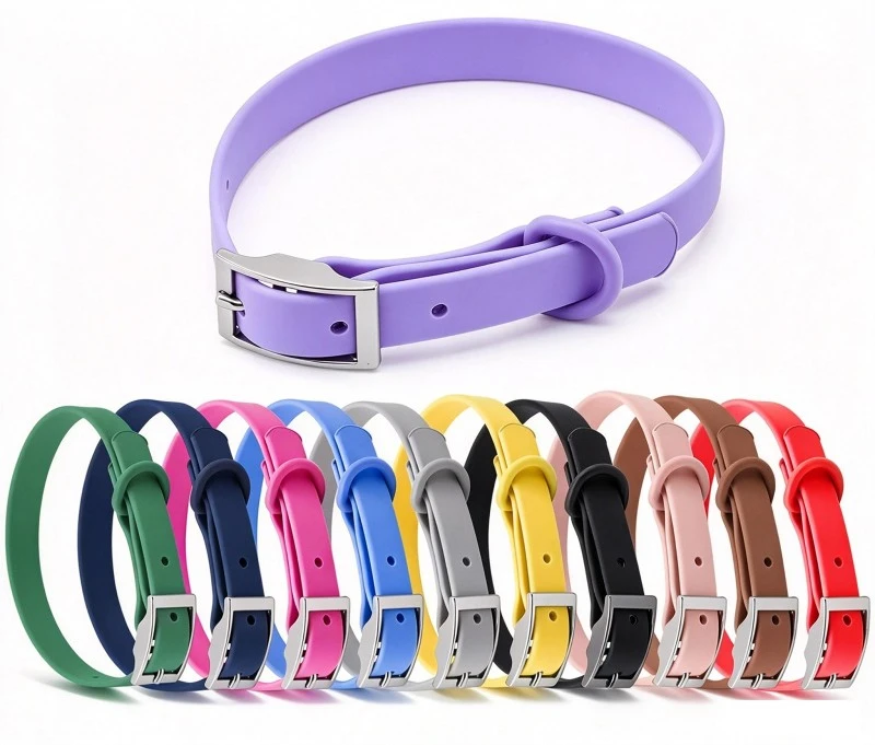 PVC coated webbing dog collar with customized surface finish and metal hardware PVC coated webbing dog collar with customized surface finish and metal hardware
